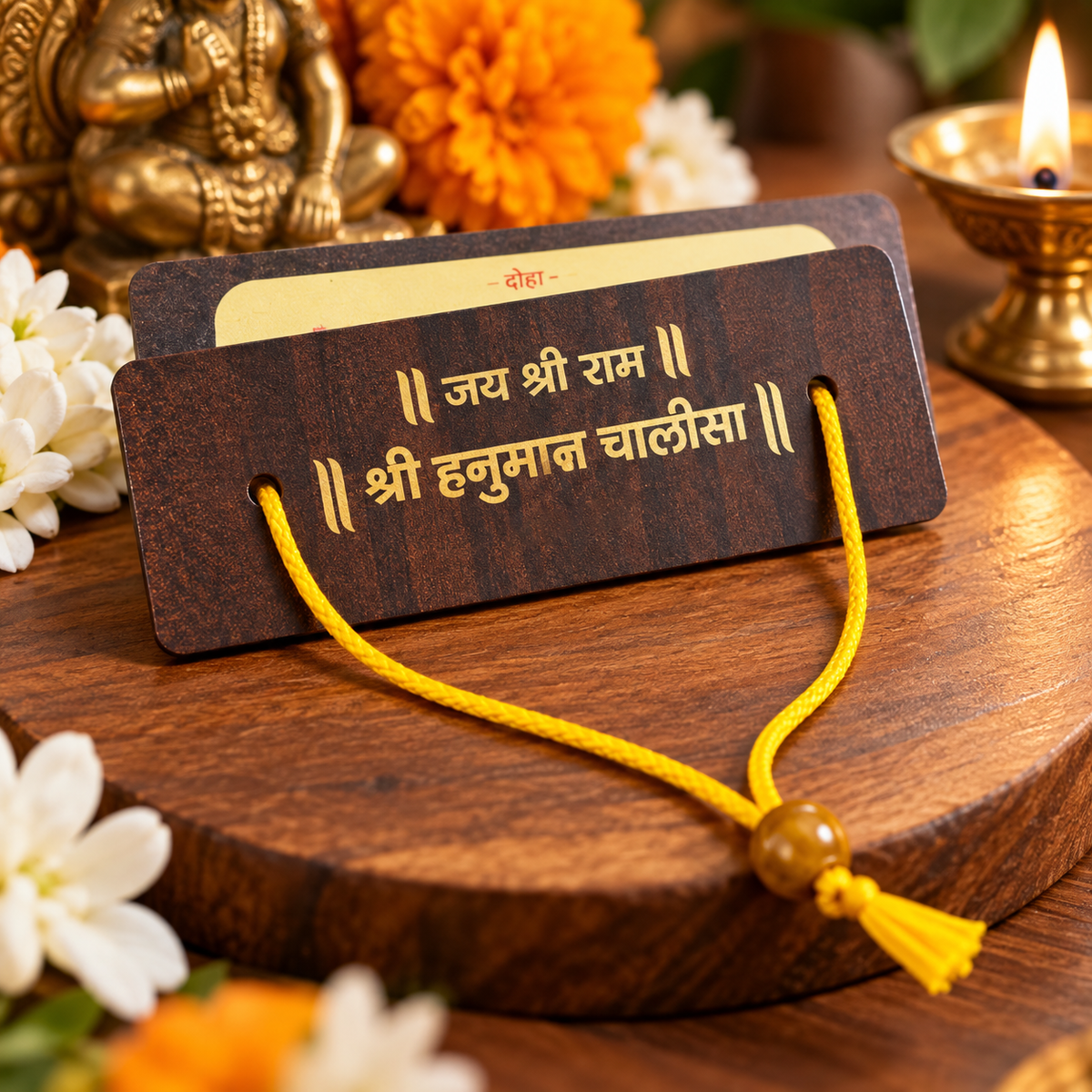 Shri Hanuman Chalisa Manuscript | Wooden Cover | Pandulipi Format
