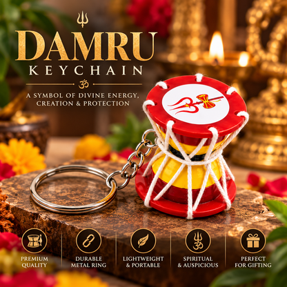 Divine Combo – Om Trishul Guardian Bell with Evil Eye & Traditional Damru Keychain – Buy 1 Get 1 Free